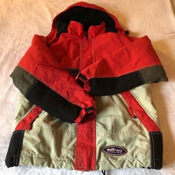 Vintage Elho Carving Winter Ski Snowboard Jacket Colorblock Red Tan Size XL - Picture 12 of 15